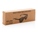 Occhiali da sole retrò in fibra di paglia di grano e protezione UV400 color nero seconda vista con scatola