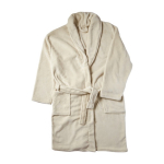 Accappatoio in pile con 2 tasche frontali taglia unica color beige terza vista