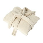 Accappatoio in pile con 2 tasche frontali taglia unica color beige quarta vista