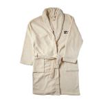 Accappatoio in pile con 2 tasche frontali taglia unica color beige vista area di stampa