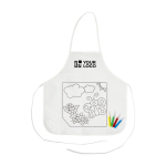 Grembiule per bambini con 4 pennarelli da colorare 80 g/m2 color bianco vista area di stampa