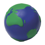 Pallina antistress in PU con disegno raffigurante il mondo color blu seconda vista
