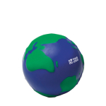 Pallina antistress in PU con disegno raffigurante il mondo color blu vista area di stampa