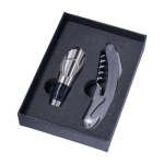 Set da vino in cofanetto quadrato con accessori in acciaio inox color nero