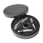 Set da vino in cofanetto circolare con 4 accessori in acciaio inox color nero