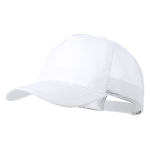 Cappello 5 pannelli con rete posteriore e chiusura regolabile in plastica color bianco prima vista