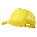 Cappello 5 pannelli con rete posteriore e chiusura regolabile in plastica color giallo prima vista