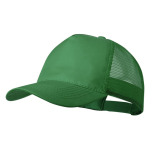 Cappello 5 pannelli con rete posteriore e chiusura regolabile in plastica color verde prima vista