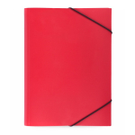 Cartellina con finitura traslucida in vari colori e chiusura elastica color rosso prima vista
