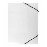 Cartellina con finitura traslucida in vari colori e chiusura elastica color bianco prima vista