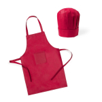 Set grembiule e cappello da cucina in non-woven per bambini color rosso prima vista