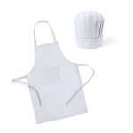 Set grembiule e cappello da cucina in non-woven per bambini color bianco prima vista