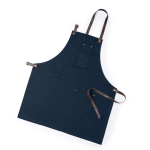 Grembiule in cotton canvas con vari taschini da 340 g/m2 color blu mare prima vista