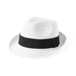 Cappello regolabile dall'interno con nastro nero per personalizzare color bianco prima vista