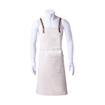 Grembiule in cotone canvas con nastri regolabili in similpelle 340g/m2 color bianco sporco