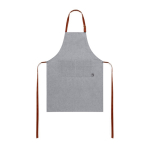 Grembiule RPET con taschino frontale e nastri regolabili in similpelle color grigio