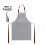 Grembiule RPET con taschino frontale e nastri regolabili in similpelle color grigio prima vista