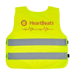 Gilet alta visibilità per bimbi dai 7 ai 12 anni chiusura in velcro RFX color giallo fluorescente vista con stampa serigrafica