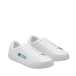Scarpe leggere in PU con suola in gomma color bianco vista area di stampa