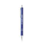 Penna a sfera in alluminio personalizzabile dal design moderno con inchiostro blu vista area di stampa