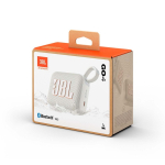 Altoparlante JBL Go 4 colorato e piccolo con potenza di 4,2W color bianco vista con scatola