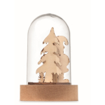 Decorazione natalizia in legno in custodia trasparente con LED color legno quinta vista
