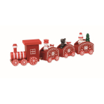 Trenino in legno con pupazzetti a tema natalizio personalizzabile color rosso