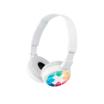 Cuffie cablate Sony On-Ear con suono bilanciato color bianco vista con stampa