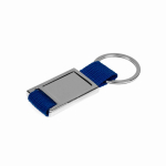 Portachiavi in metallo con nastro tessile dal design contemporaneo color blu