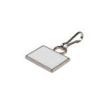 Tirazip rettangolare in metallo con moschettone color argento