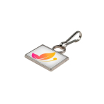 Tirazip rettangolare in metallo con moschettone color argento