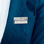 Porta badge magnetico riutilizzabile per eventi e congressi color argento
