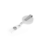 Portabadge retrattile in plastica con clip per uso professionale color bianco