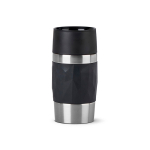 Bicchiere termico take away in acciaio inox antigoccia compatto color nero