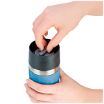 Bicchiere termico take away in acciaio inox antigoccia compatto color blu