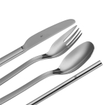 Custodia con set di posate in acciaio inox e cannuccia WMF color argento