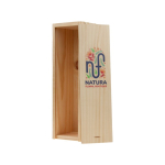 Cassetta piccola in legno per vino prodotta in UE con coperchio scorrevole color legno