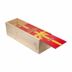 Cassetta per vino in legno media prodotta nell’UE con coperchio scorrevole color legno
