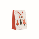 Borsa regalo di carta a tema natalizio piccola color bianco
