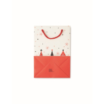 Borsa regalo di carta a tema natalizio piccola color bianco sesta vista