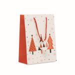 Borsa regalo di carta a tema natalizio media color bianco