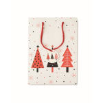 Borsa regalo di carta a tema natalizio media color bianco terza vista