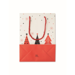 Borsa regalo di carta a tema natalizio media color bianco sesta vista