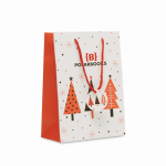Borsa regalo di carta a tema natalizio media color bianco vista principale