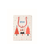 Borsa regalo di carta a tema natalizio media color bianco vista area di stampa