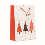 Borsa regalo di carta a tema natalizio grande color bianco