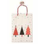 Borsa regalo di carta a tema natalizio grande color bianco quinta vista