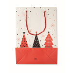 Borsa regalo di carta a tema natalizio grande color bianco sesta vista