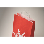 Borsa regalo natalizia di carta piccola, prodotta in UE color rosso seconda vista fotografica