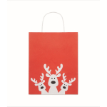 Borsa regalo natalizia di carta piccola, prodotta in UE color rosso terza vista